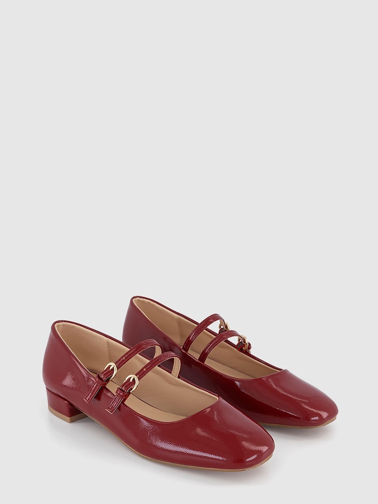 Rot - Office Mary-Jane-Schuhe mit Blockabsatz und doppelten Riemen - Bild 2 von 3 Rot - Office Mary-Jane-Schuhe mit Blockabsatz und doppelten Riemen - Bild 2 von 3
