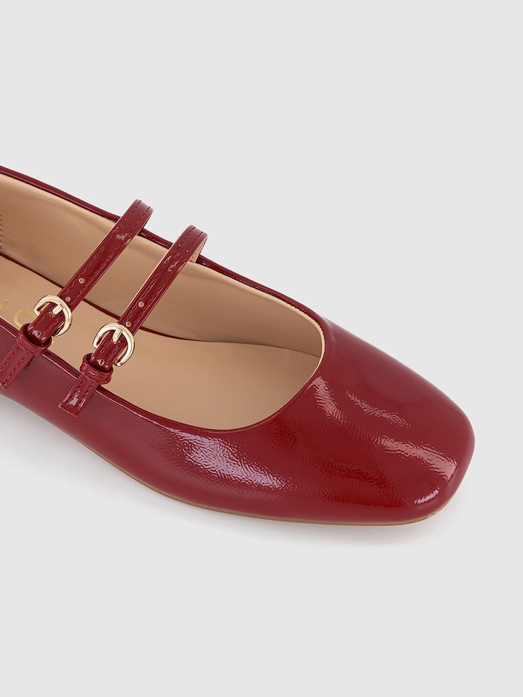 Rot - Office Mary-Jane-Schuhe mit Blockabsatz und doppelten Riemen - Bild 3 von 3 Rot - Office Mary-Jane-Schuhe mit Blockabsatz und doppelten Riemen - Bild 3 von 3