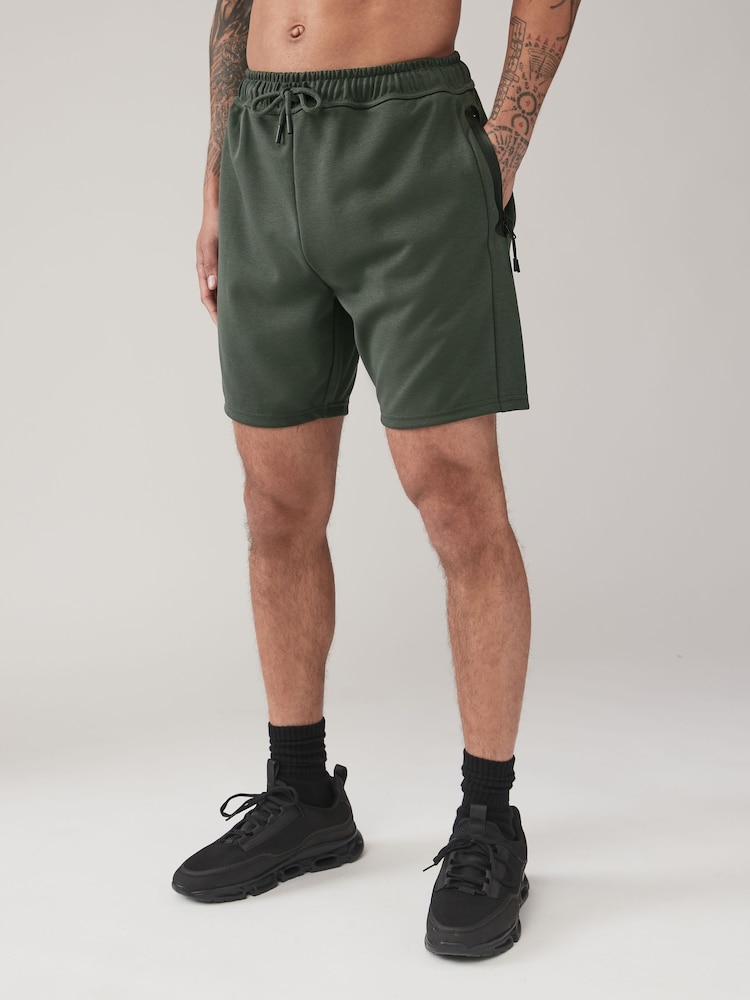 Khaki Green Athleisure Shorts - Image 1 of 10