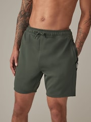 Khaki Green Athleisure Shorts - Image 2 of 10