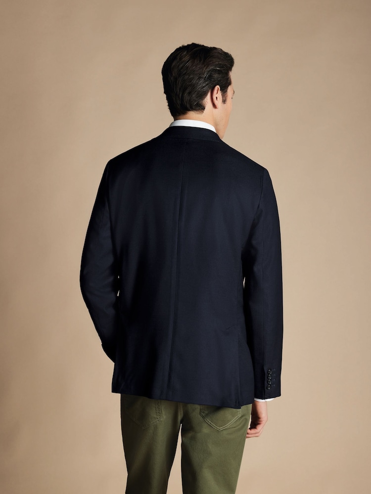 Charles Tyrwhitt Blue Slim Fit Luxury Italian Hopsack Jacket - Image 2 of 5
