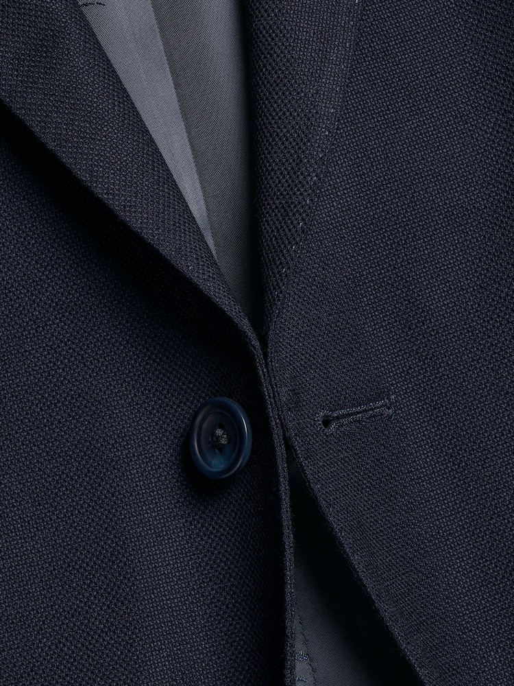Charles Tyrwhitt Blue Slim Fit Luxury Italian Hopsack Jacket - Image 5 of 5