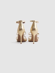 Reiss Gold Hallie Metallic Strappy Open-Toe Heels - Image 4 of 5