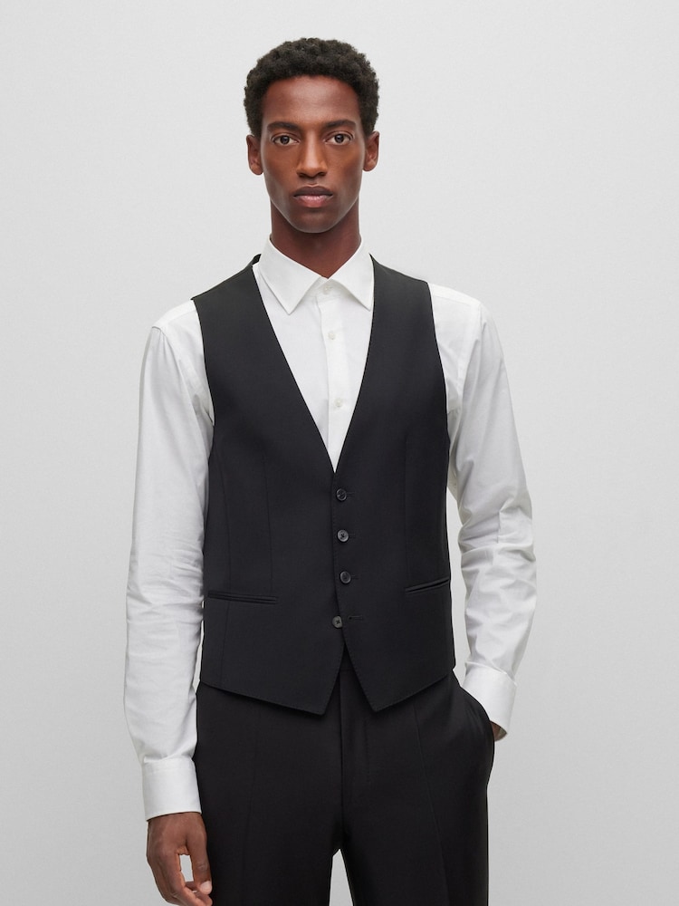 BOSS Black Slim Fit Wool Blend Waistcoat - Image 1 of 5