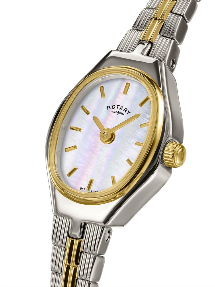 Rotary Metallic Ladies Mother Of Pearl Dial Two Tone Plated Stainless Steel Bracelet Watch - Image 2 of 6