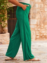 Sosandar Green Pleated Wide Leg Trousers - Image 3 of 5