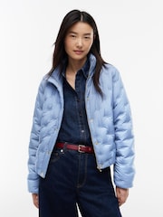 Blau - Tommy Hilfiger Gold-Tone Button Flag Down Quilted Jacket - Bild 1 von 5