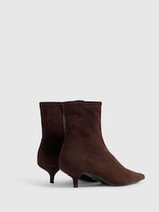 River Island Brown Kitten Heel Sock Ankle Boots - Image 3 of 5