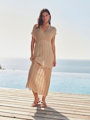 Gold Stitch Detail Kimono Dress - Image 1 of 6