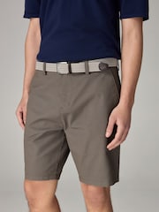 Dark Stone Belted 100% Cotton Chino Shorts - Image 1 of 4