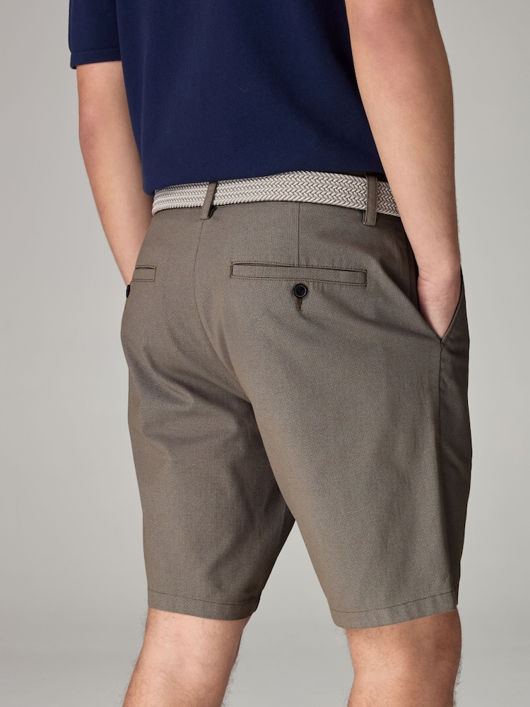 Dark Stone Belted 100% Cotton Chino Shorts - Image 2 of 4