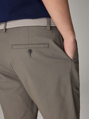 Dark Stone Belted 100% Cotton Chino Shorts - Image 4 of 4