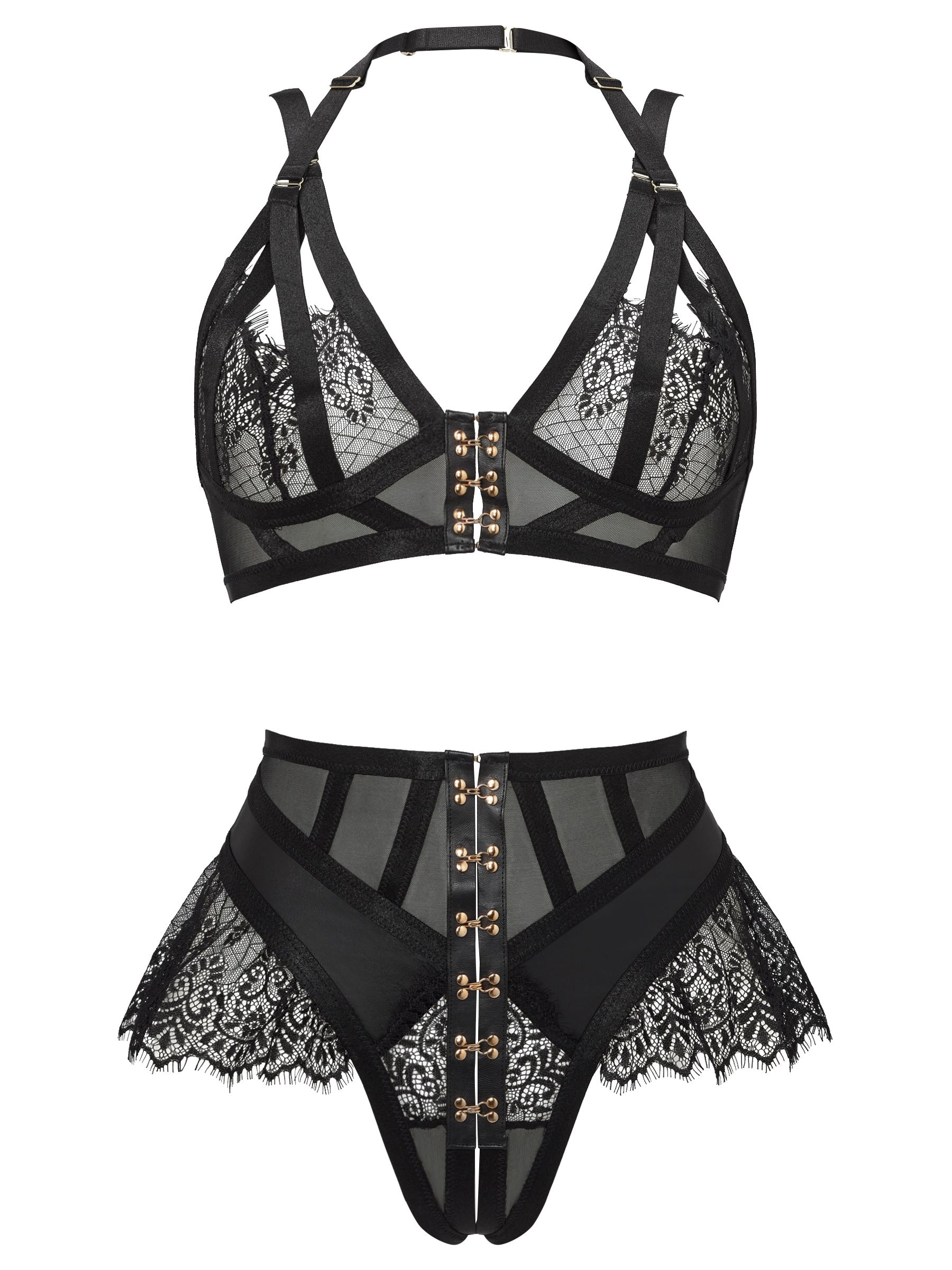 Buy Ann Summers Black Exuberant Lace Mesh Bra Knickers Set from the Next UK online shop
