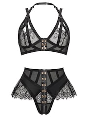 Ann Summers Black Exuberant Lace & Mesh Bra & Knickers Set - Image 5 of 5