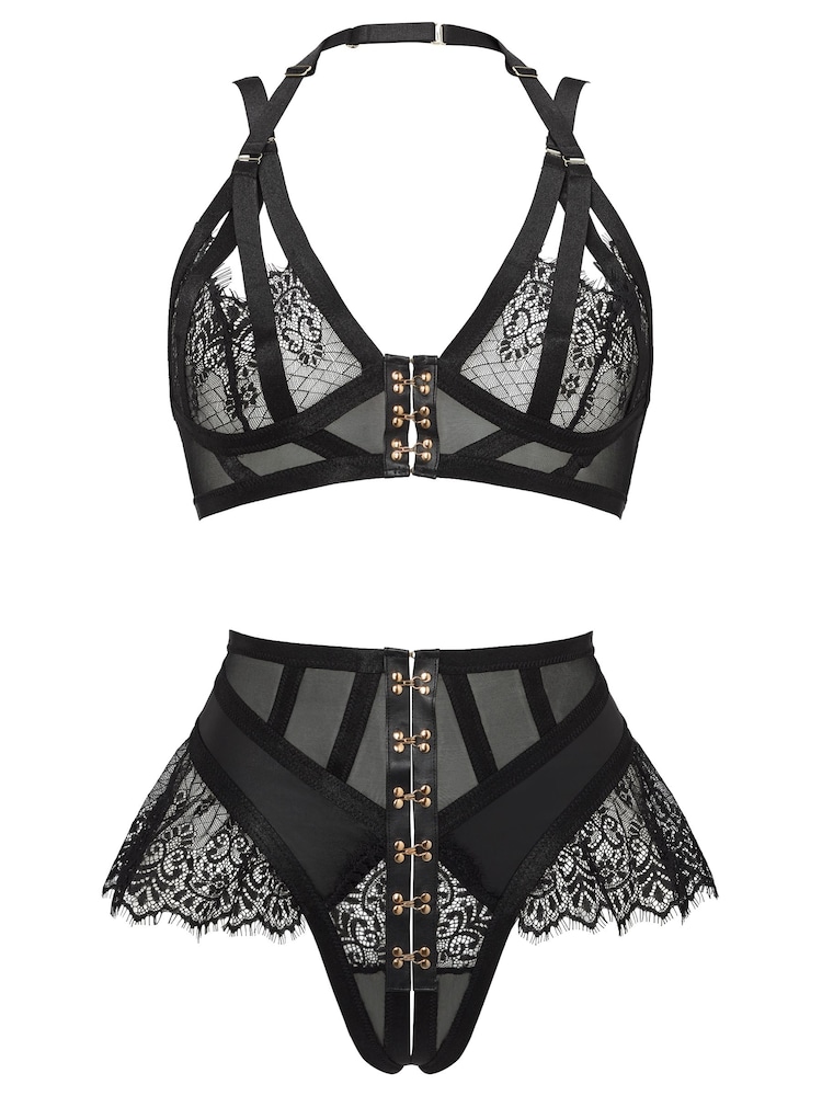 Ann Summers Black Exuberant Lace & Mesh Bra & Knickers Set - Image 5 of 5