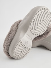 Grey Faux Fur Lined Platform Clog Slippers - Image 5 of 5