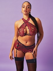Ann Summers Red Brooke Floral Lace Bra & Knickers Set - Image 1 of 5