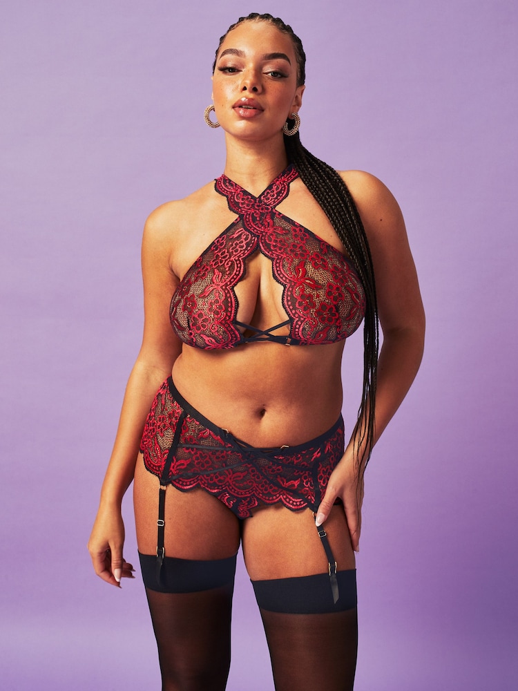 Ann Summers Red Brooke Floral Lace Bra & Knickers Set - Image 1 of 5