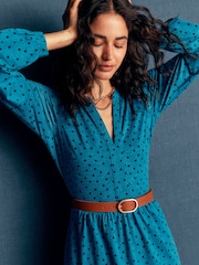 Boden Blue Polka Dot Naomi Long Sleeve Dress - Image 2 of 5