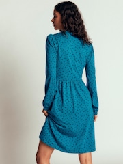 Boden Blue Polka Dot Naomi Long Sleeve Dress - Image 3 of 5