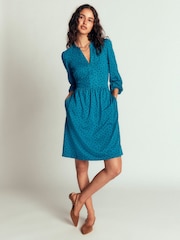 Boden Blue Polka Dot Naomi Long Sleeve Dress - Image 4 of 5
