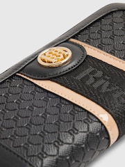 River Island Black Monogram Embossed ZiP Around Purse - Image 5 of 5