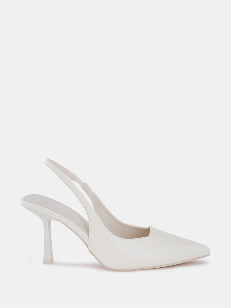 Novo White Regular Fit Zafu Slingback Court Shoes - Image 2 of 6