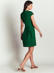 Boden Green Short Pleated Button Dress - Image 3 of 5