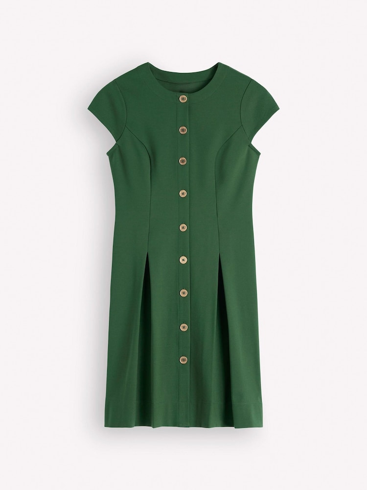 Boden Green Short Pleated Button Dress - Image 5 of 5 Boden Green Short Pleated Button Dress - Image 5 of 5