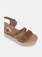 Novo Brown Wide Fit SIMBA Espadrille Strappy Sandals - Image 4 of 6