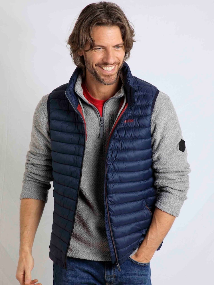 Weird Fish Blue Langtree Lightweight Showerproof Padded Gilet - Image 1 of 7