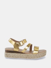Novo Gold Wide Fit SIMBA Espadrille Strappy Sandals - Image 2 of 6
