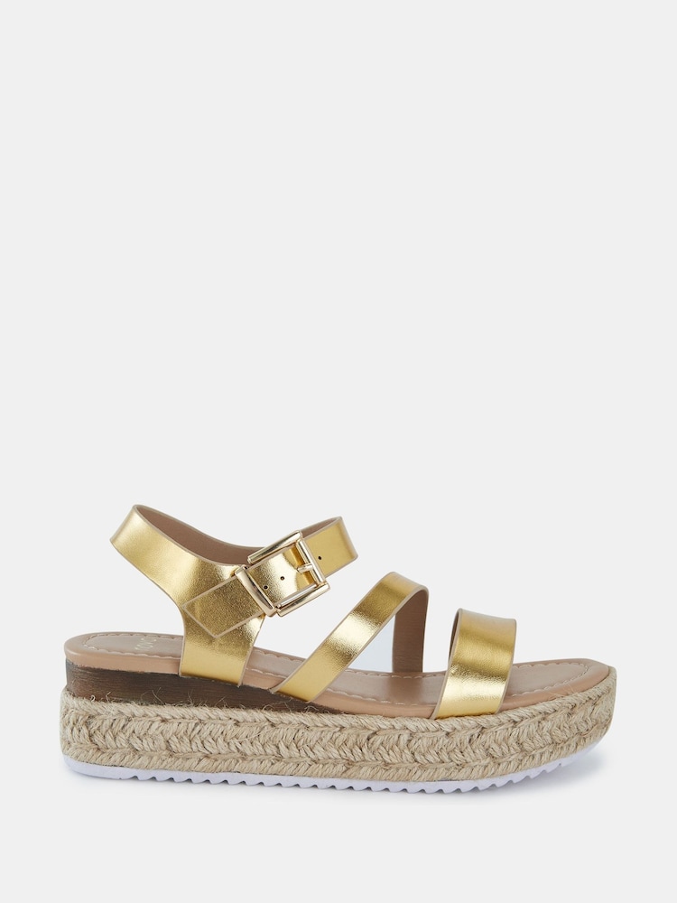 Novo Gold Wide Fit SIMBA Espadrille Strappy Sandals - Image 2 of 6