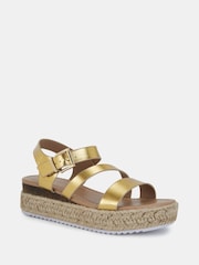 Novo Gold Wide Fit SIMBA Espadrille Strappy Sandals - Image 3 of 6