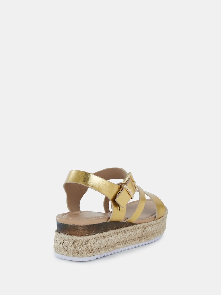 Novo Gold Wide Fit SIMBA Espadrille Strappy Sandals - Image 6 of 6