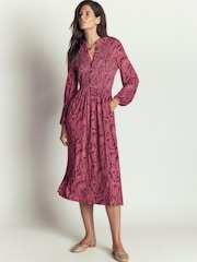 Boden Purple Smocked Jersey Shirt Dress - Image 1 of 6