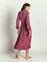 Boden Purple Smocked Jersey Shirt Dress - Image 3 of 6