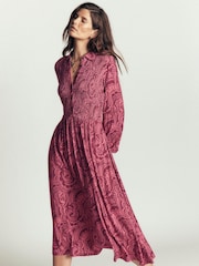 Boden Purple Smocked Jersey Shirt Dress - Image 4 of 6