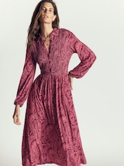 Boden Purple Smocked Jersey Shirt Dress - Image 5 of 6