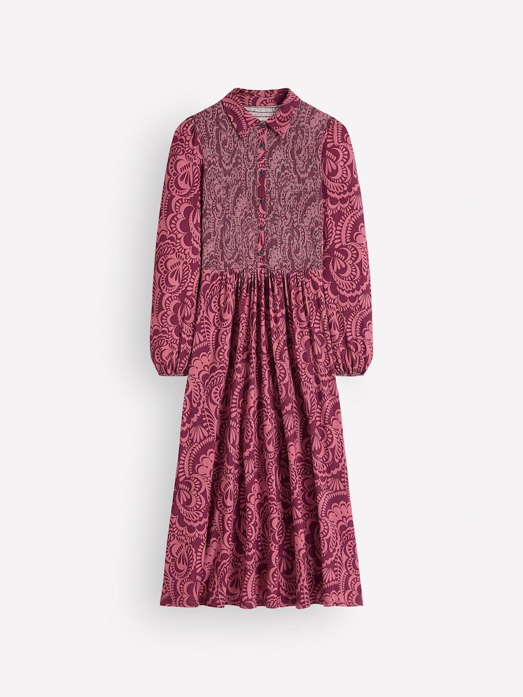 Boden Purple Smocked Jersey Shirt Dress - Image 6 of 6