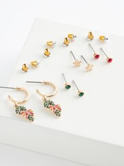Goldfarben - Weihnachten Zuckerstangen-Ohrring-Pack - Bild 3 von 3