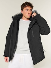 Μαύρο - Hollister Heavyweight Logo Parka Coat - Εικόνα 1 από 8