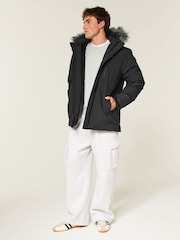 Μαύρο - Hollister Heavyweight Logo Parka Coat - Εικόνα 2 από 8