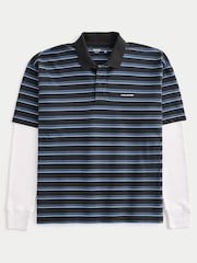 Hollister Blue Boxy Heavyweight Stripe Polo Shirt - Image 1 of 1