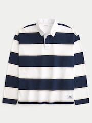 Hollister Blue Stripe Long Sleeve Rugby Polo Shirt - Image 4 of 5