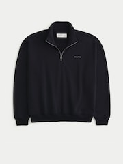 Қара - Hollister Quauter Zip Logo Sweatshirt - 2суретінің 1 суреті