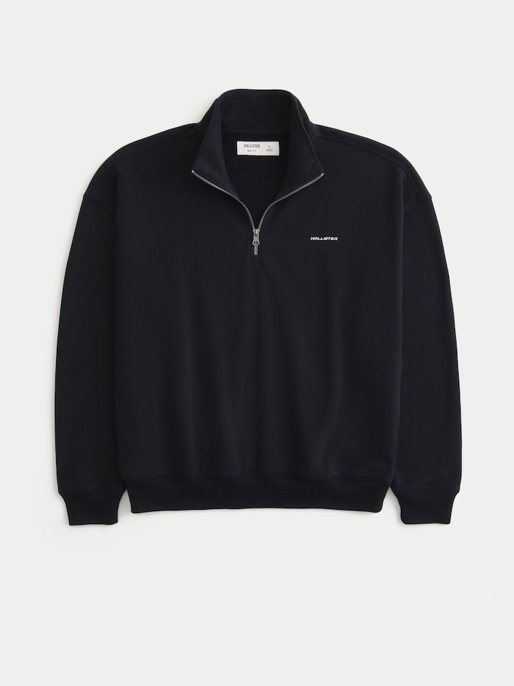 Қара - Hollister Quauter Zip Logo Sweatshirt - 2суретінің 1 суреті