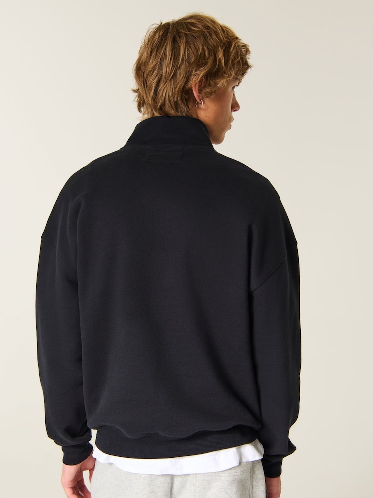 Қара - Hollister Quauter Zip Logo Sweatshirt - 2суретінің 2 суреті