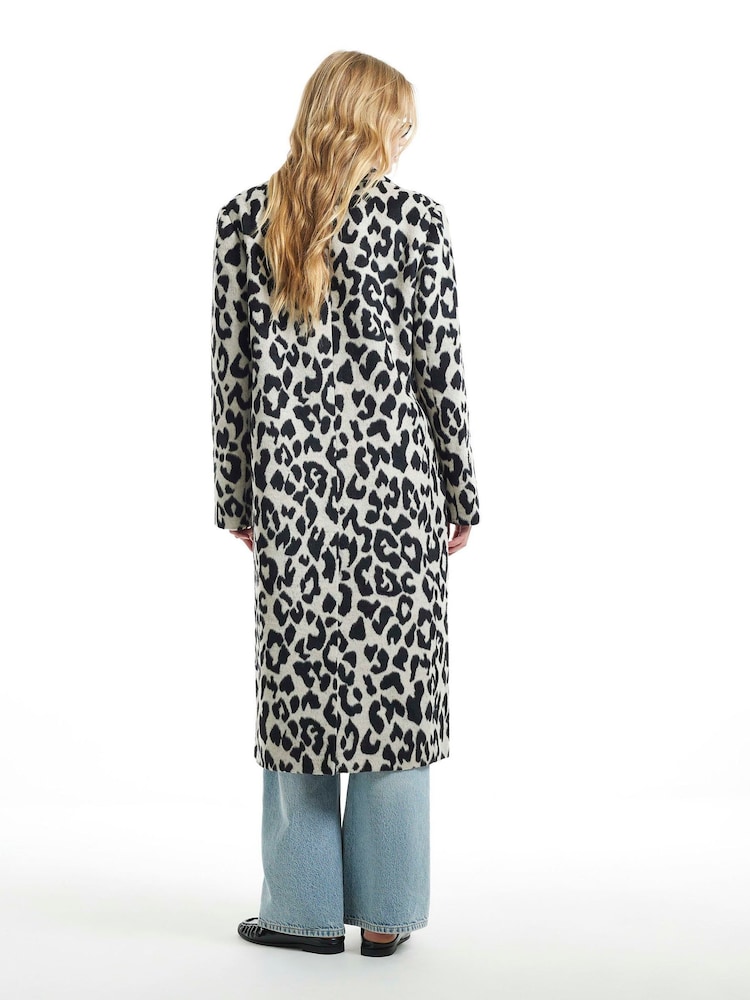 River Island Cream Leopard Duster Coat - Image 2 of 4 River Island Cream Leopard Duster Coat - Image 2 of 4