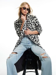 River Island Cream Leopard Duster Coat - Image 4 of 4